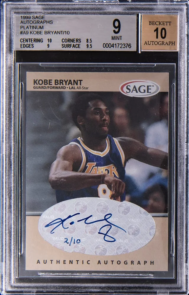 1999-00 Sage Autographs Patinum Kobe Bryant #A9 card image
