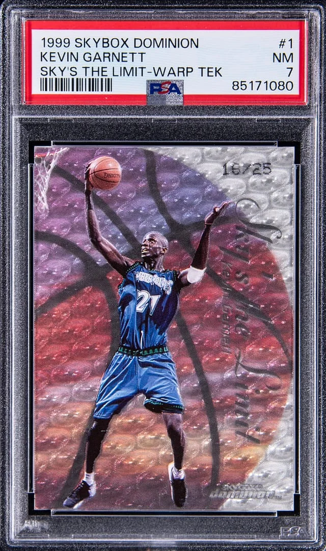 1999-00 SkyBox Dominion Kevin Garnett Sky's The Limit Warp Tek #1 card image