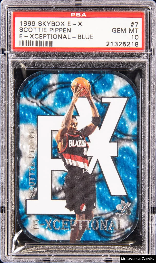 1999-00 SkyBox E-X Scottie Pippen E-Xceptional Blue #7 card image