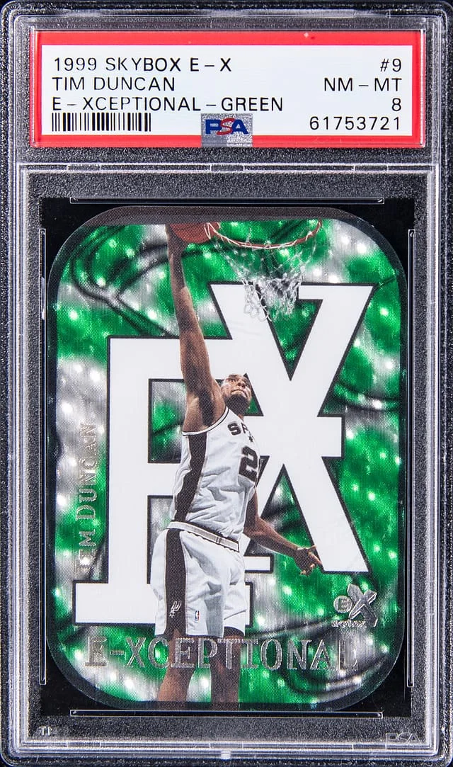 1999-00 SkyBox E-X Tim Duncan E-xceptional Green #9 card image