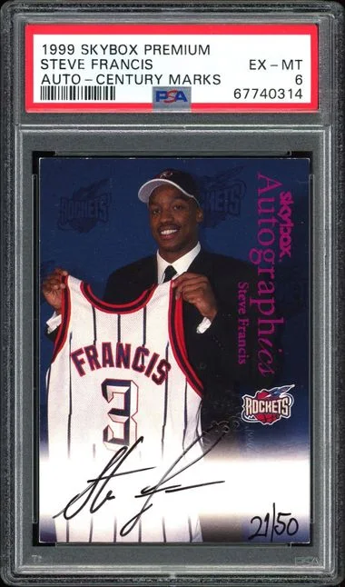 1999-00 SkyBox Premium Autographics Century Marks Steve Francis #no-number card image
