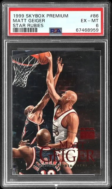 1999-00 SkyBox Premium Matt Geiger Star Rubies #86 card image