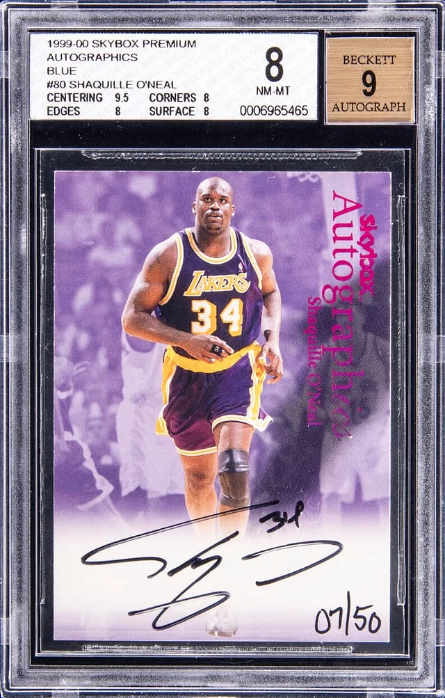 1999-00 SkyBox Premium Shaquille O'Neal Autographics Blue #80 card image