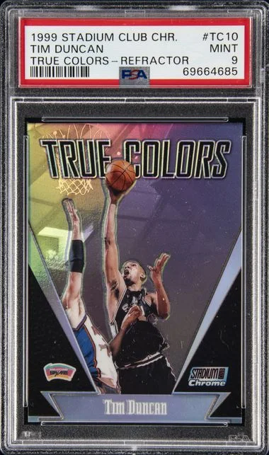 1999-00 Stadium Club Tim Duncan Chrome True Colors Refractor #TC10 card image