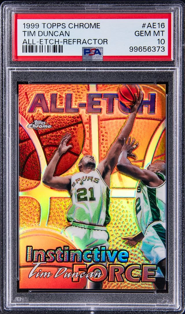 1999-00 Topps Chrome Tim Duncan All-Etch Refractor #AE16 card image