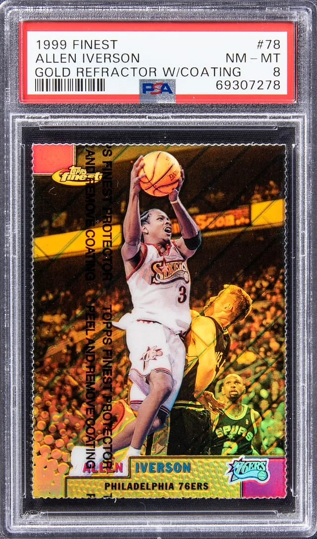 1999-00 Topps Finest Allen Iverson Gold Refractor W/Coating #78 card image