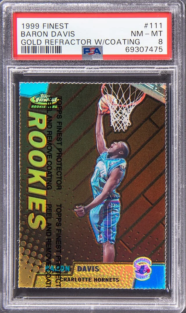 1999-00 Topps Finest Baron Davis Gold Refractor W/Coating #111 card image