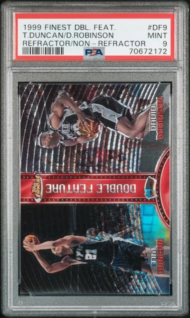 1999-00 Topps Finest David Robinson/Tim Duncan Double Feature Refractor/Non-Refractor #DF9 card image