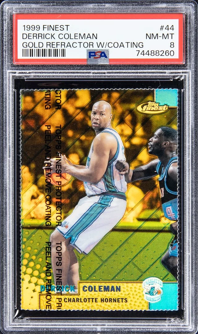 1999-00 Topps Finest Derrick Coleman Gold Refractor with Coating #44 card image