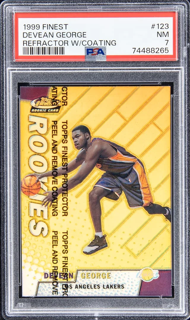 1999-00 Topps Finest Devean George Refractor with Coating #123 card image