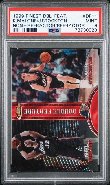 1999-00 Topps Finest John Stockton/Karl Malone Double Feature Non-Refractor/Refractor #DF11 card image