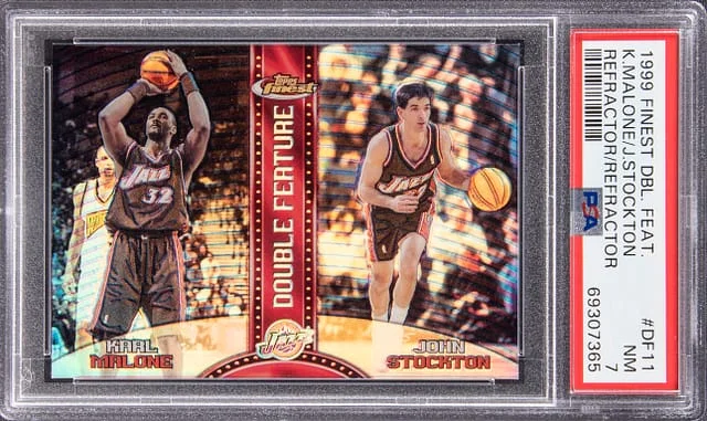 1999-00 Topps Finest Karl Malone/John Stockton Double Feature Refractor/Refractor #DF11 card image