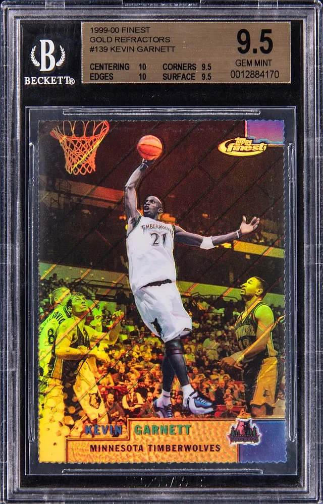 1999-00 Topps Finest Kevin Garnett Gold Refractors #139 card image