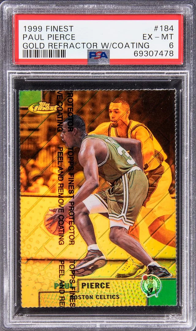 1999-00 Topps Finest Paul Pierce Gold Refractor W/Coating #184 card image