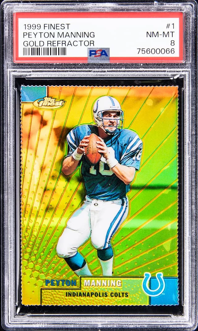 1999-00 Topps Finest Peyton Manning Gold Refractor #1 card image