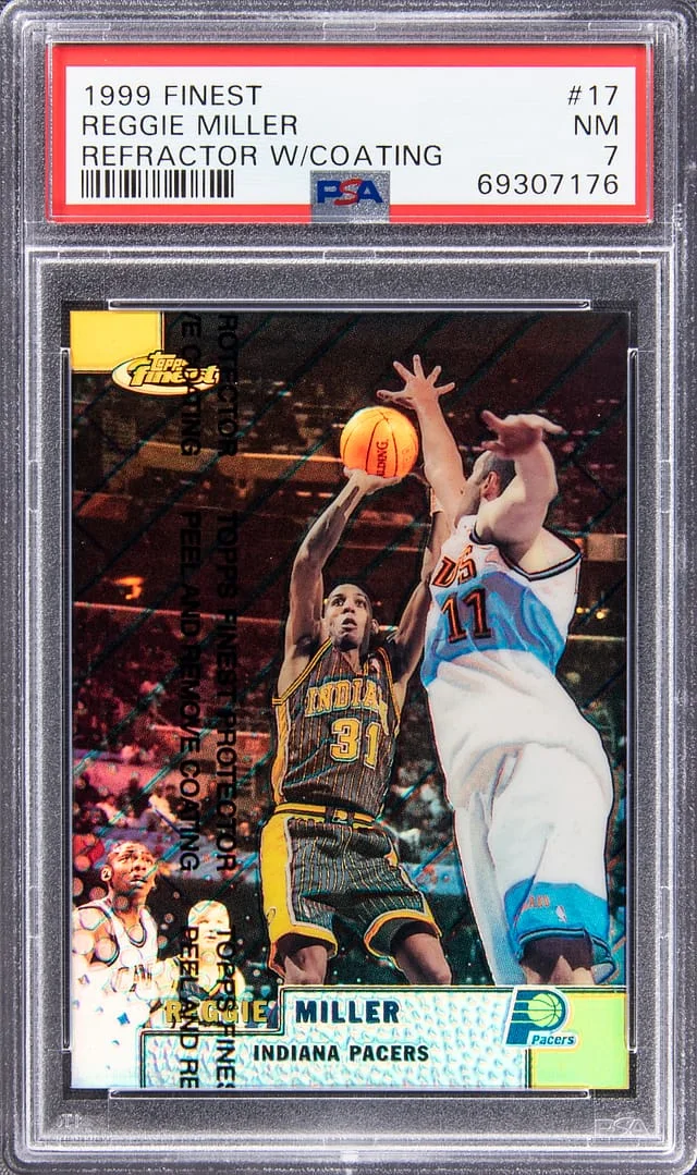 1999-00 Topps Finest Reggie Miller Refractor W/Coating #17 card image