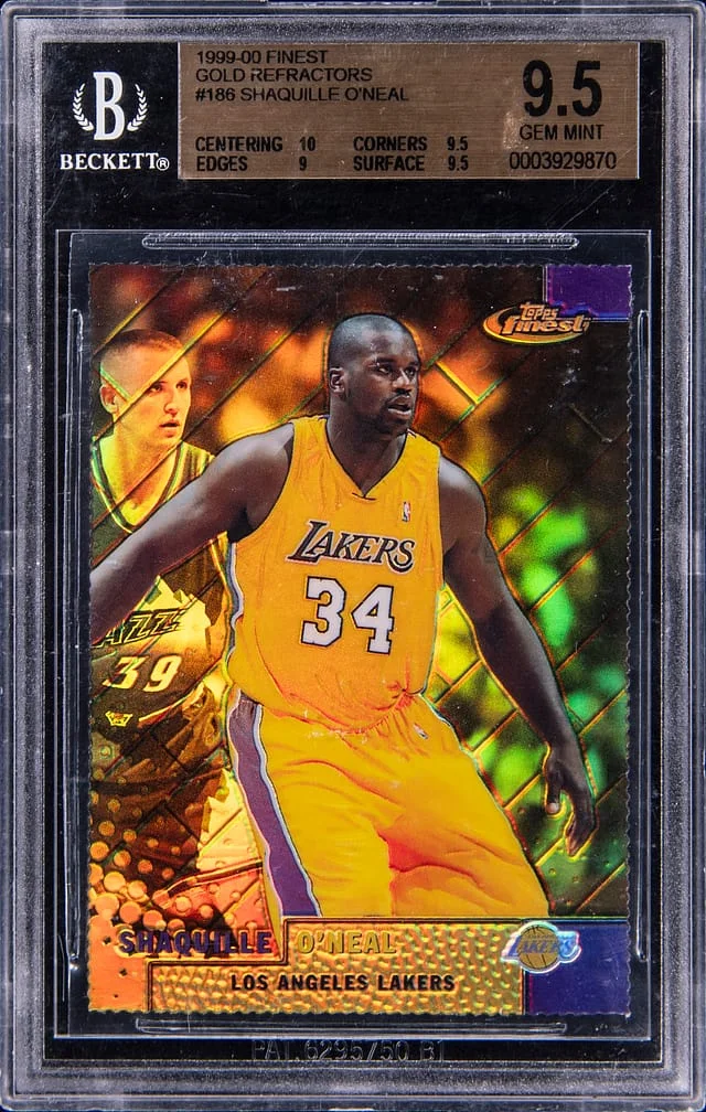 1999-00 Topps Finest Shaquille O'Neal Gold Refractor #186 card image