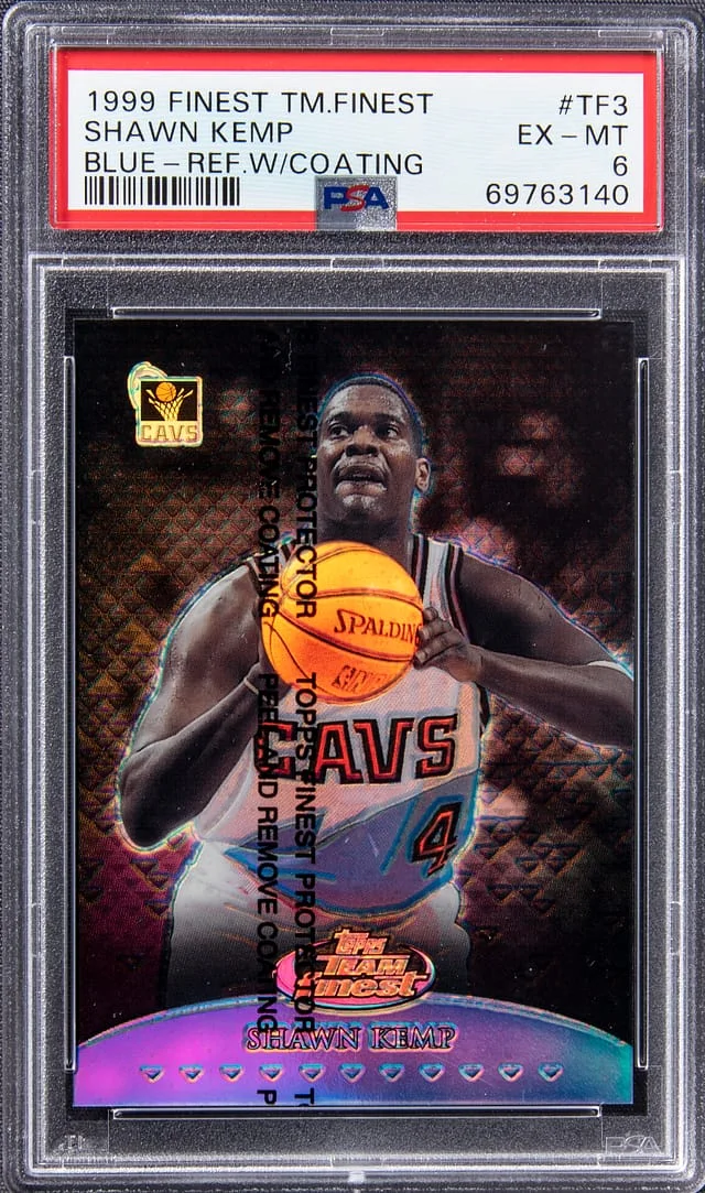 1999-00 Topps Finest Shawn Kemp Team Finest Blue Refractor W/ Coating #TF3 card image