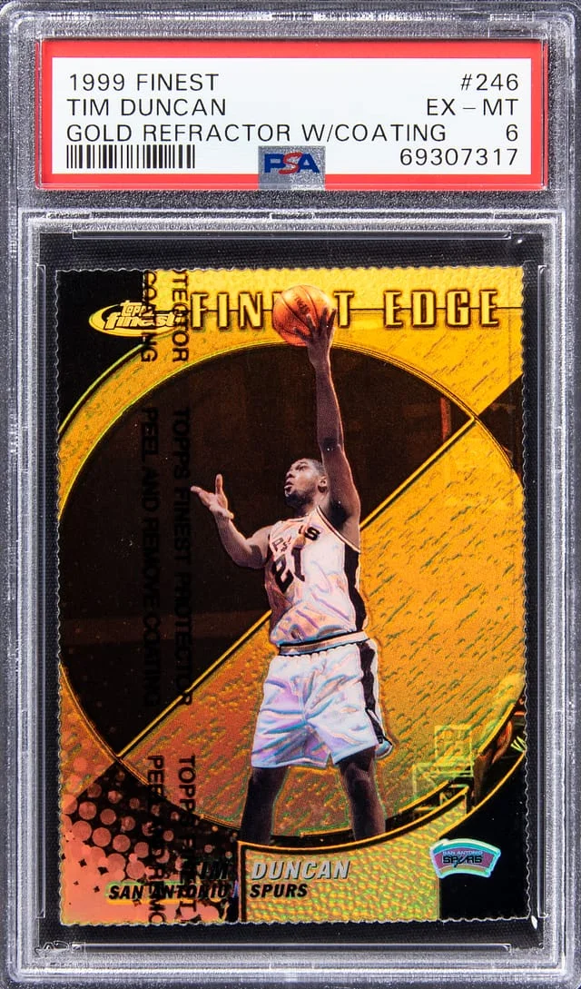 1999-00 Topps Finest Tim Duncan Gold Refractor W/Coating #246 card image