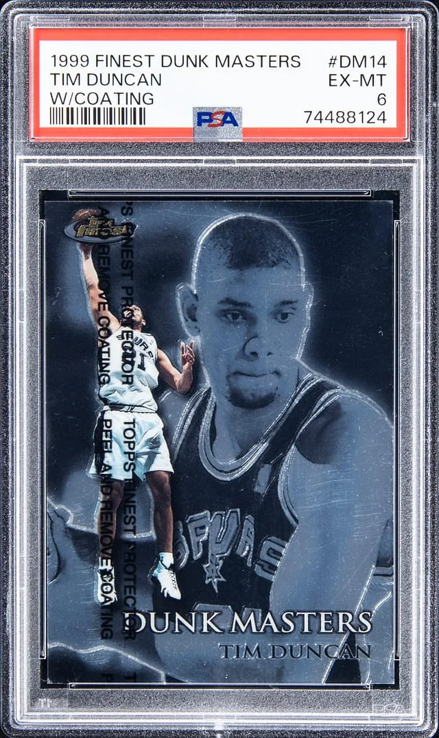 1999-00 Topps Finest Tim Duncan Dunk Masters With Coating #DM14 card image