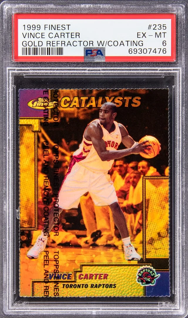 1999-00 Topps Finest Vince Carter Gold Refractor W/Coating #235 card image