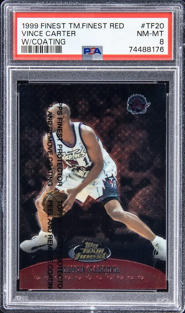 1999-00 Topps Finest Vince Carter Team Finest Red With Coating #TF20 card image