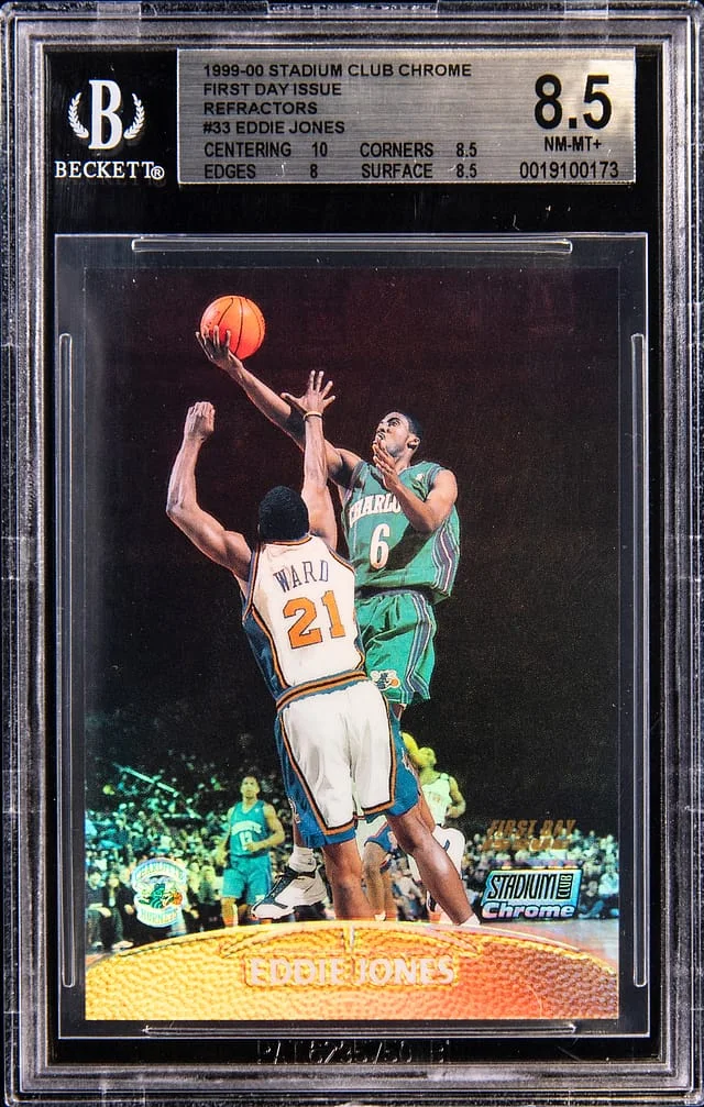 1999-00 Topps Stadium Club Eddie Jones First Day Issue Refractors #33 card image