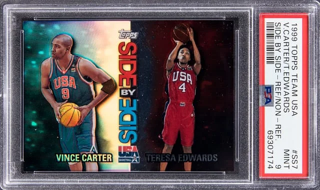 1999-00 Topps Team USA Vince Carter/Teresa Edwards Side by Side Refractor/Non-Refractor #SS7 card image