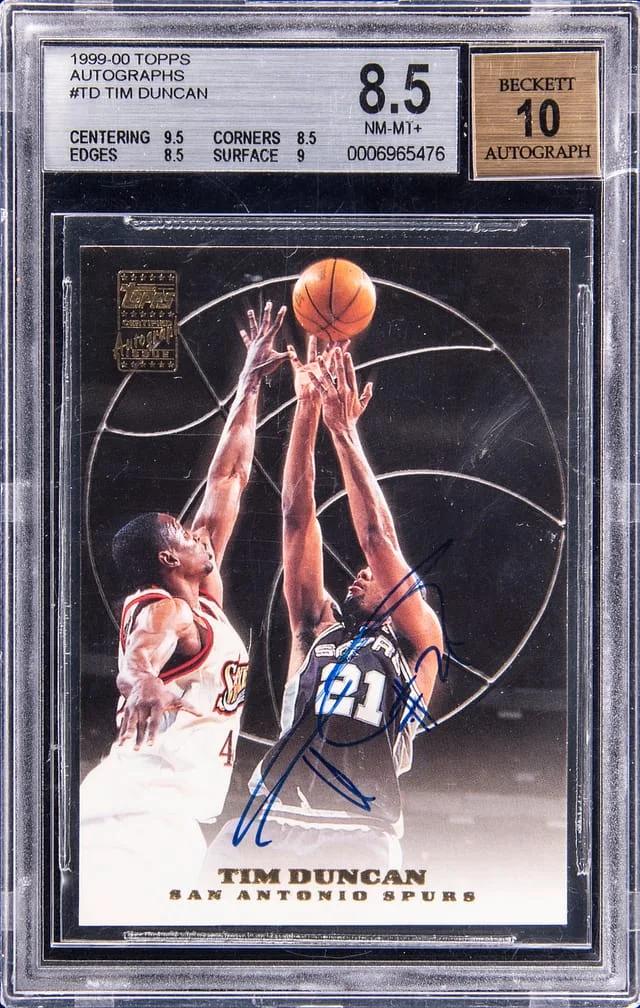 1999-00 Topps Tim Duncan Autograph #TD card image