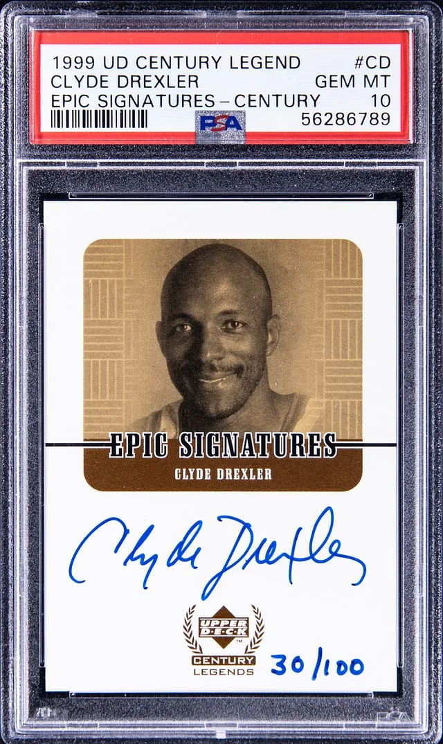1999-00 UD Century Legend Epic Signatures Century Clyde Drexler #CD card image