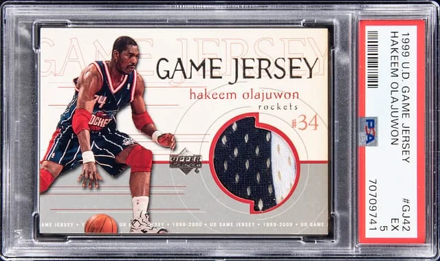 1999-00 UD Game Jersey Hakeem Olajuwon #GJ42 card image