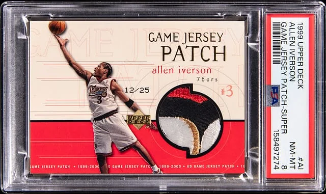 1999-00 Upper Deck Game Jersey Allen Iverson, White Jersey Game-Used Patch Super #AI card image
