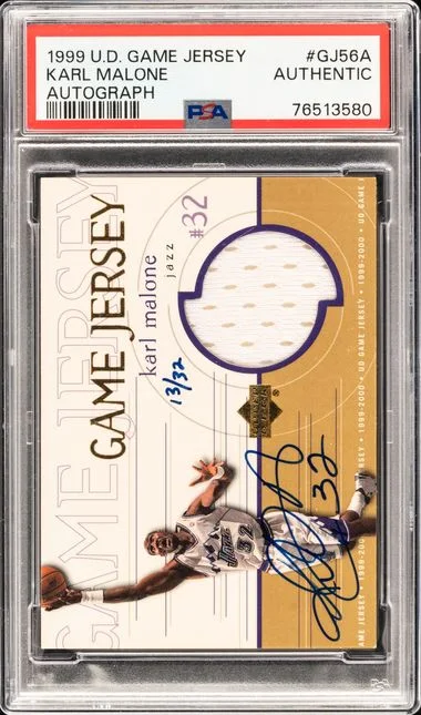 1999-00 Upper Deck Game Jersey Karl Malone Autograph #GJ56A card image