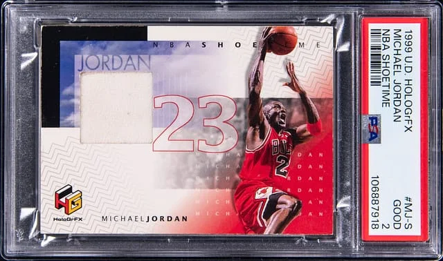 1999-00 Upper Deck HoloGrFX Michael Jordan Game-Used NBA Shoetime #MJ-S card image
