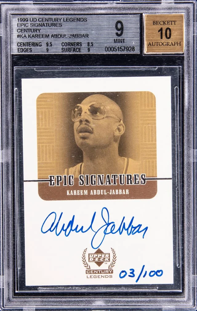 1999-00 Upper Deck Kareem Abdul-Jabbar Century Legends Epic Signatures #KA card image