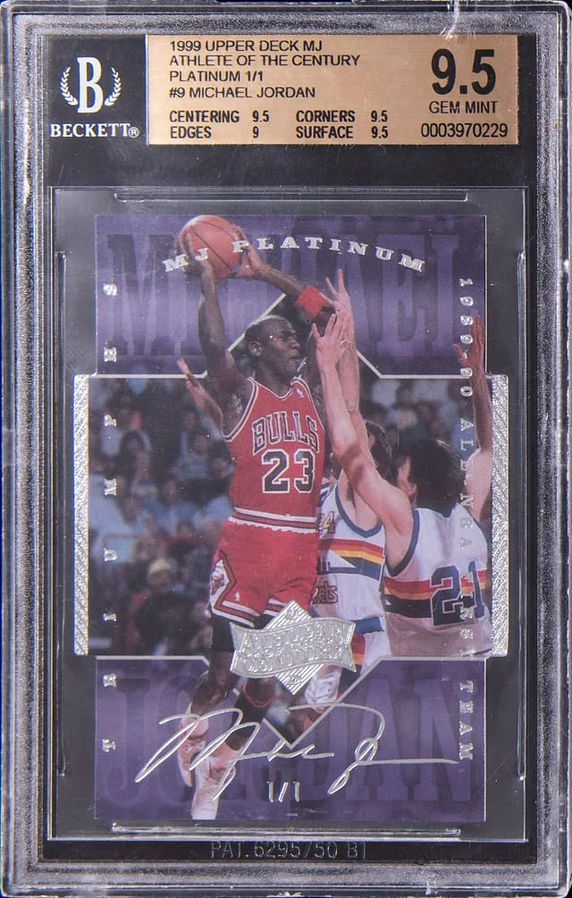1999-00 Upper Deck Michael Jordan MJ Athlete Of The Century Platinum #9 card image