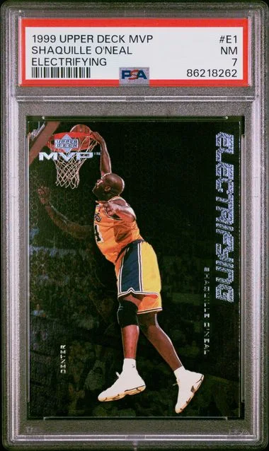1999-00 Upper Deck MVP Shaquille O'Neal Electrifying #E1 card image