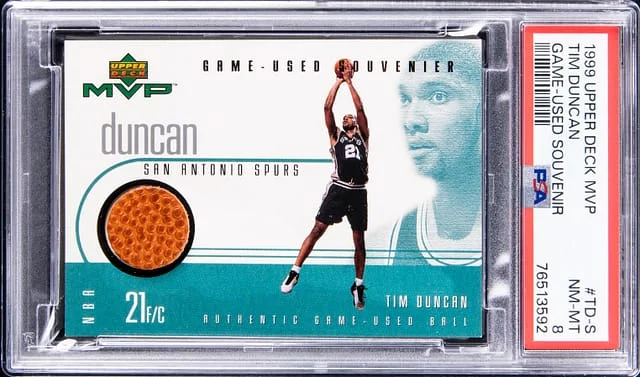 1999-00 Upper Deck MVP Tim Duncan Game-Used Souvenir #TD-S card image