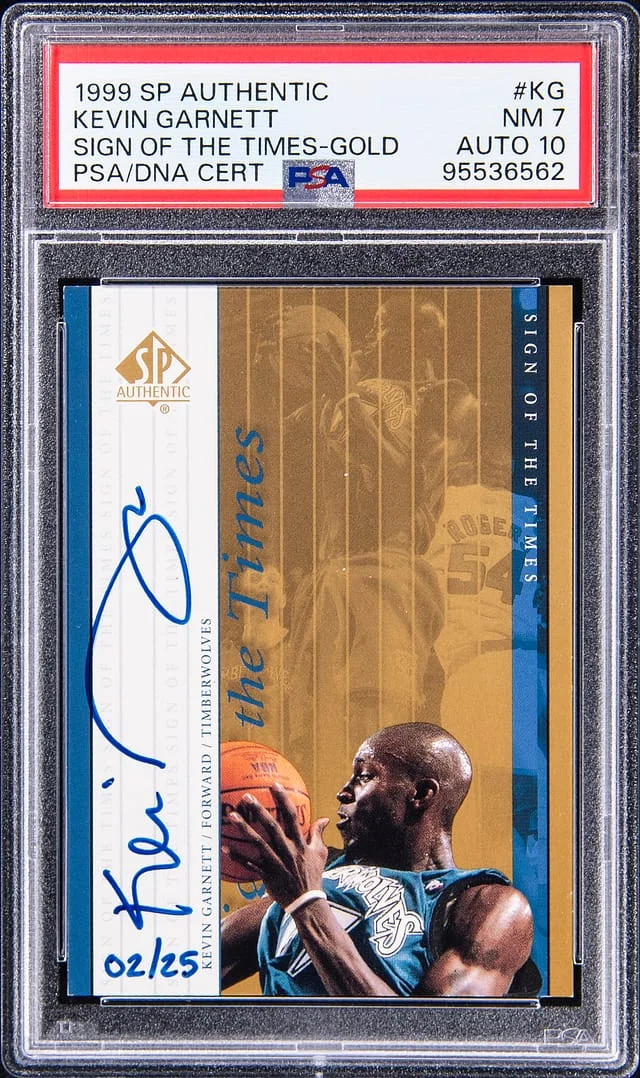 1999-00 Upper Deck SP Authentic Kevin Garnett Sign of the Times Gold #KG card image