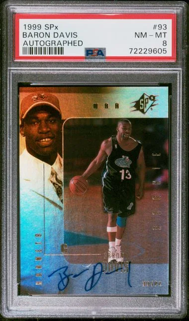 1999-00 Upper Deck SPx Baron Davis Autographed #93 card image