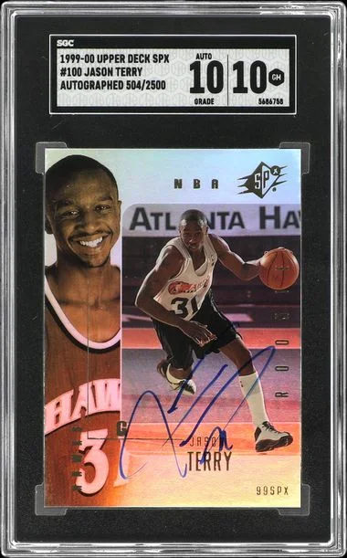 1999-00 Upper Deck SPx Jason Terry Autographed #100 card image