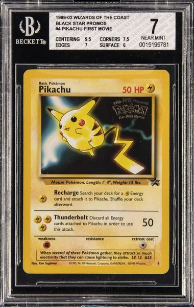 1999-02 Pokemon Wizards Of The Coast Black Star Promos Pikachu First Movie #4 card image