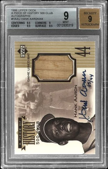 1999 A Piece Of History Club Autographs Hank Aaron #500 card image