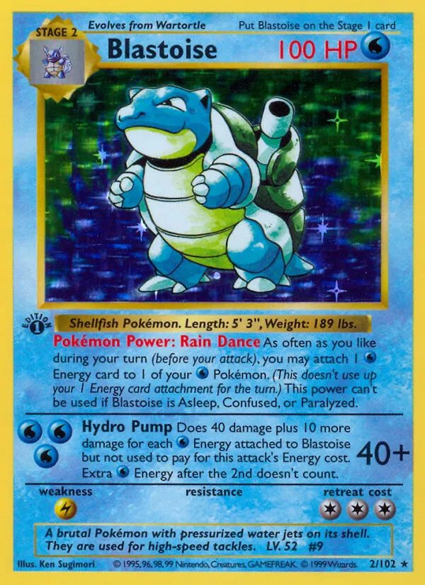 1999 Base Blastoise Rare Holo #002/102 Rare Holo card image
