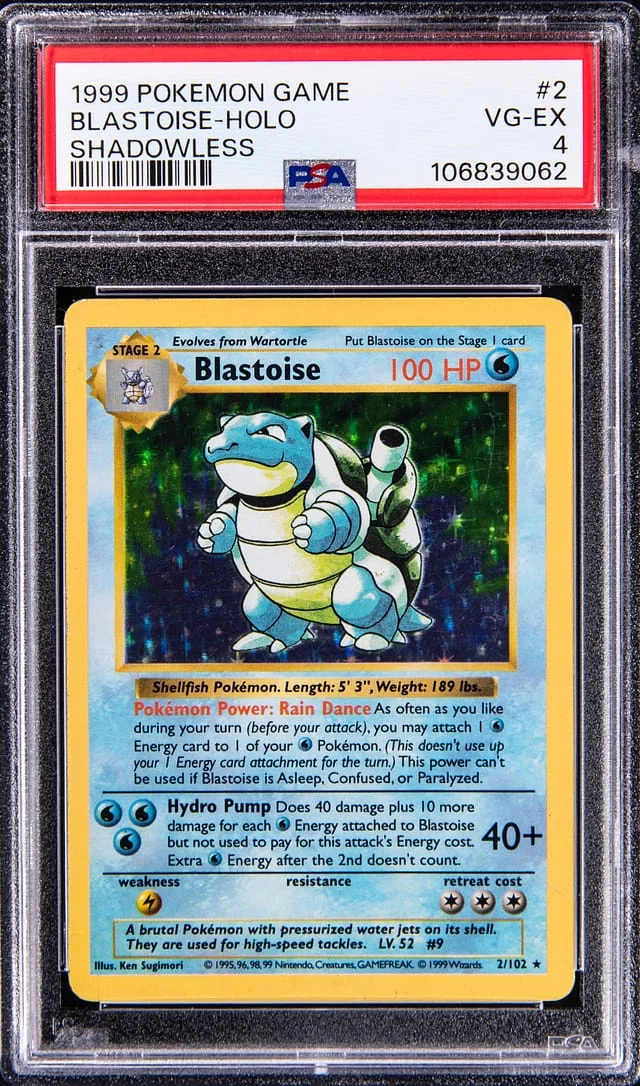 1999 Base Blastoise Shadowless Rare Holofoil #4 card image