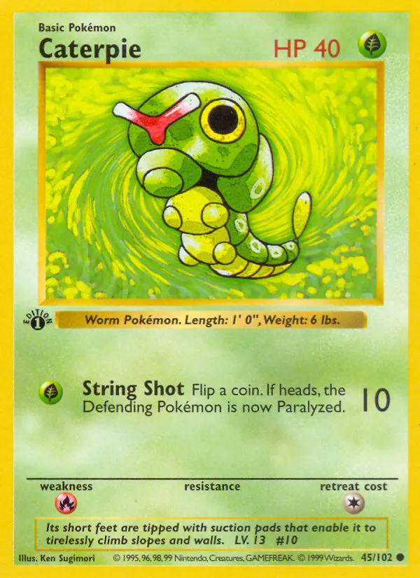 1999 Base Caterpie Common #045/102 Common card image
