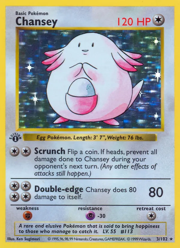 1999 Base Chansey Rare Holo #003/102 Rare Holo card image