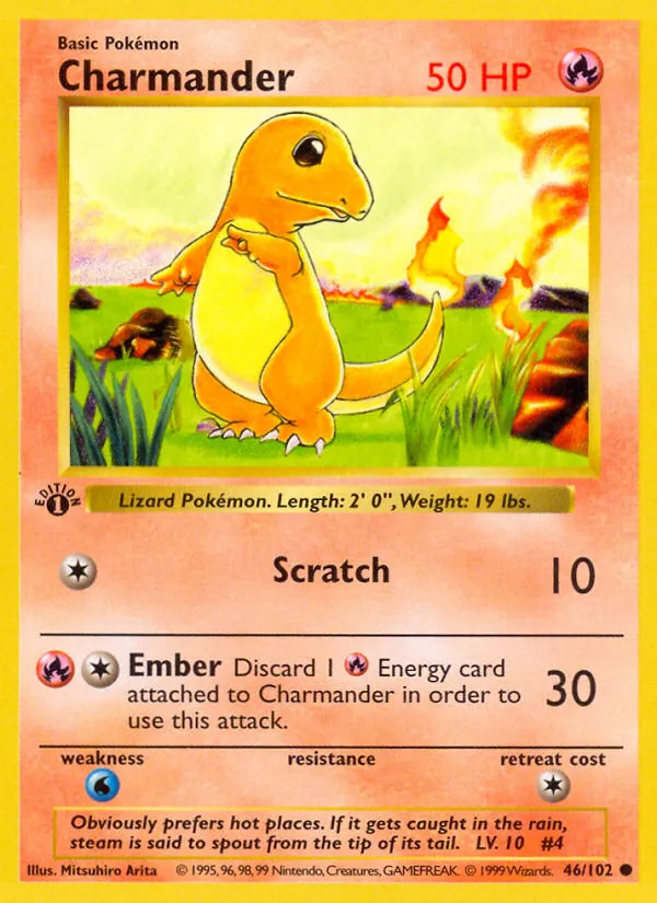 1999 Base Charmander Common #046/102 Common card image