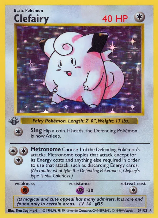 1999 Base Clefairy Rare Holo #005/102 Rare Holo card image