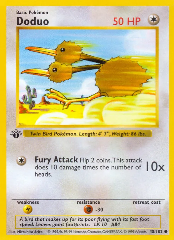 1999 Base Doduo Common #048/102 Common card image
